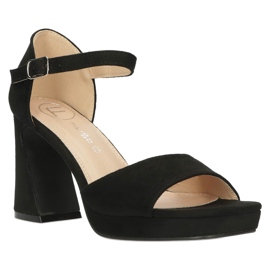 Sandali in pelle scamosciata femminile sul inserto in pelle nera filippo DS4489/23 nero 2