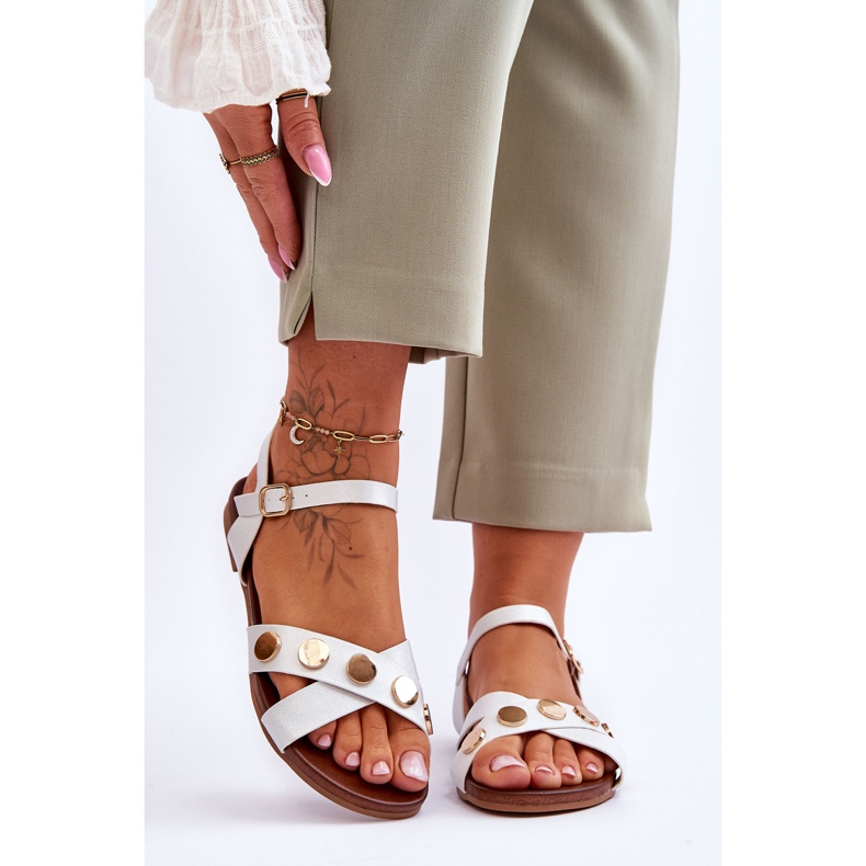Sandali Bassi S.Barski KV-5541-35 Bianco e Argento 1