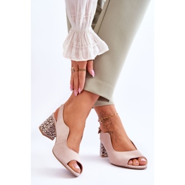 Sandali con tacco in camoscio da donna Maciejka 05870-04 Beige 2