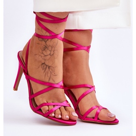 Sandali con tacco alto Meya fucsia legati da donna rosa 1
