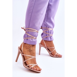Sandali Legati Da Donna Su Un Tacco Alto Meya Beige 2
