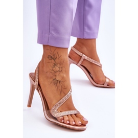 Eleganti sandali Slip-On Nude Colima con tacco alto beige 2