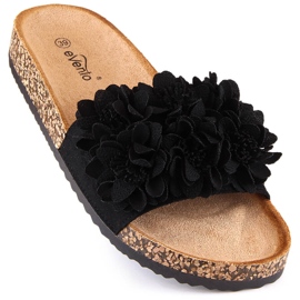 Ciabatte basse da donna con fiori neri eVento 5969 nero 1