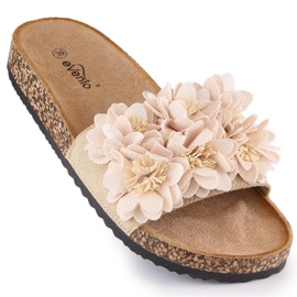 Sandali bassi da donna con fiori beige eVento 5969 1