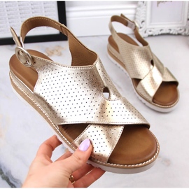 Sandali con zeppa in pelle da donna oro metallizzato Artiker 52C0831 d'oro 1