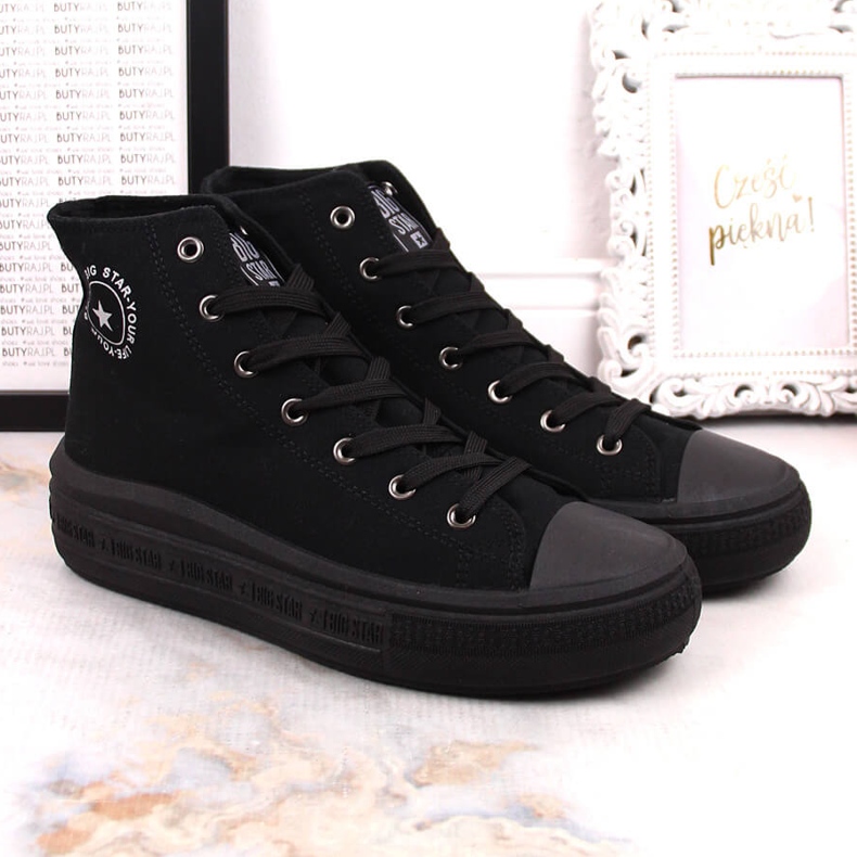 Stivaletti da donna sulla piattaforma nera Big Star LL274A182 nero 2