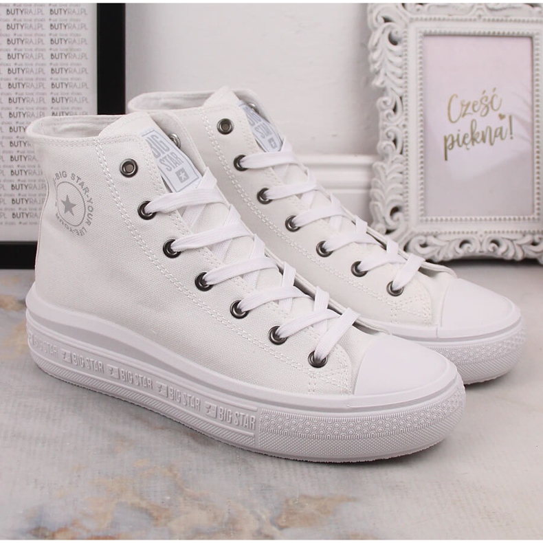 Sneakers alte da donna sulla piattaforma bianca Big Star LL274A183 2