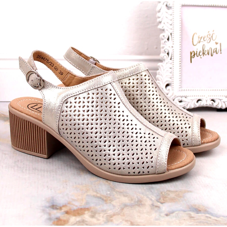 Sandali Filippo in pelle traforata beige/oro DS4475 d'oro 1