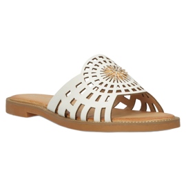 Infradito Donna Alla Moda Traforate Con Zirconi Filippo DK4621/23 WH Bianco 6