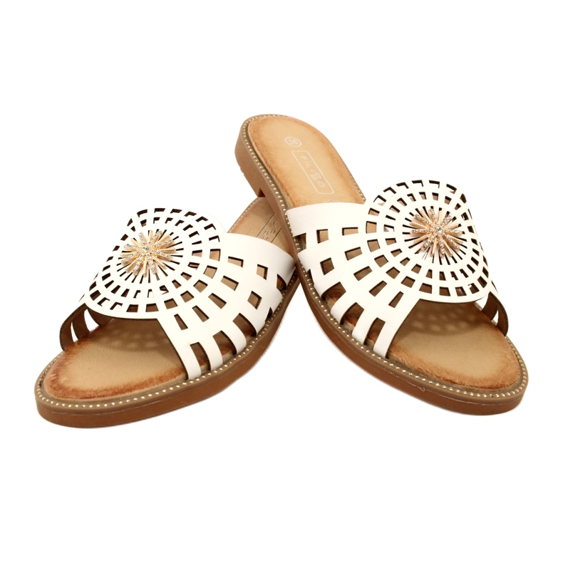 Infradito Donna Alla Moda Traforate Con Zirconi Filippo DK4621/23 WH Bianco 5