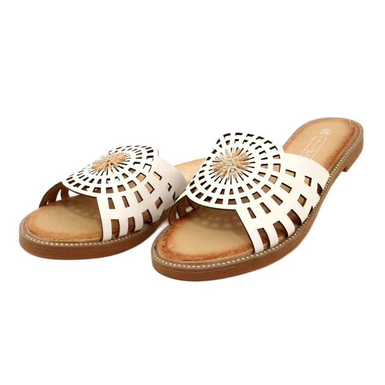 Infradito Donna Alla Moda Traforate Con Zirconi Filippo DK4621/23 WH Bianco bianca 3
