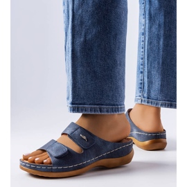 Sandali con zeppa bassi di colore blu di Fréchette 1