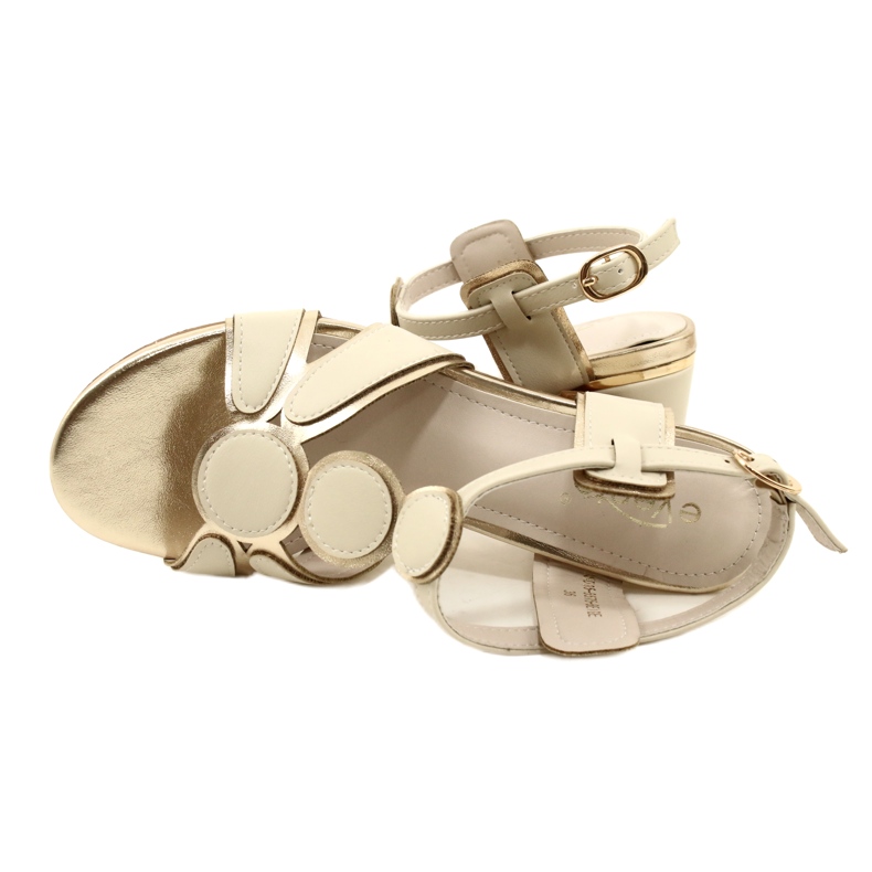 Evento Sandali femminili con una tomaia decorativa 23SD35-5575 beige-gold 6