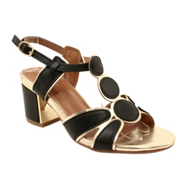 Evento Sandali femminili con una tomaia decorativa 23SD35-5575 nero e oro 1