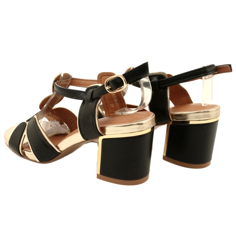 Evento Sandali femminili con una tomaia decorativa 23SD35-5575 nero e oro 4