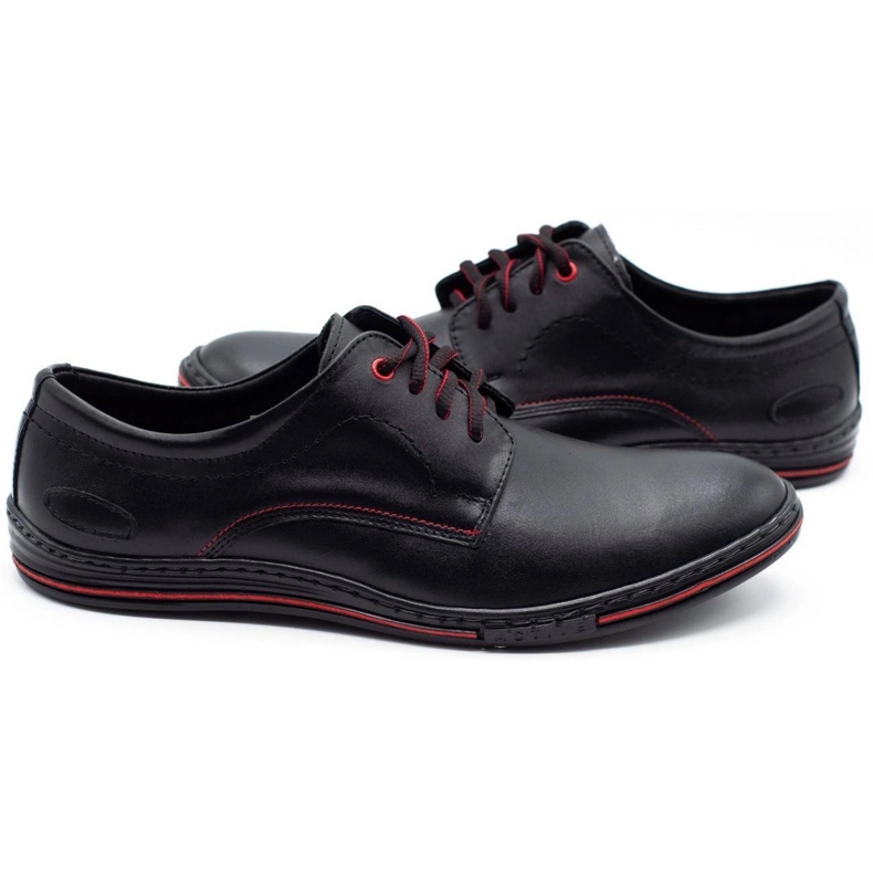Olivier Scarpe da uomo in pelle 295LU nere con rosso nero 2