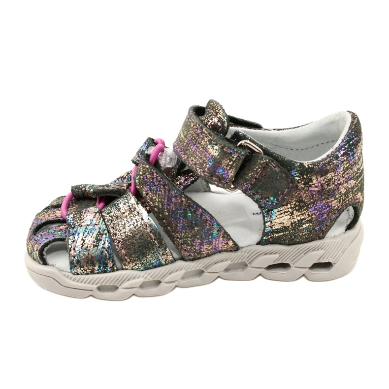 Sandali femminili Shiny in pelle lucida Mazurek 1364 Metallic grigio 2