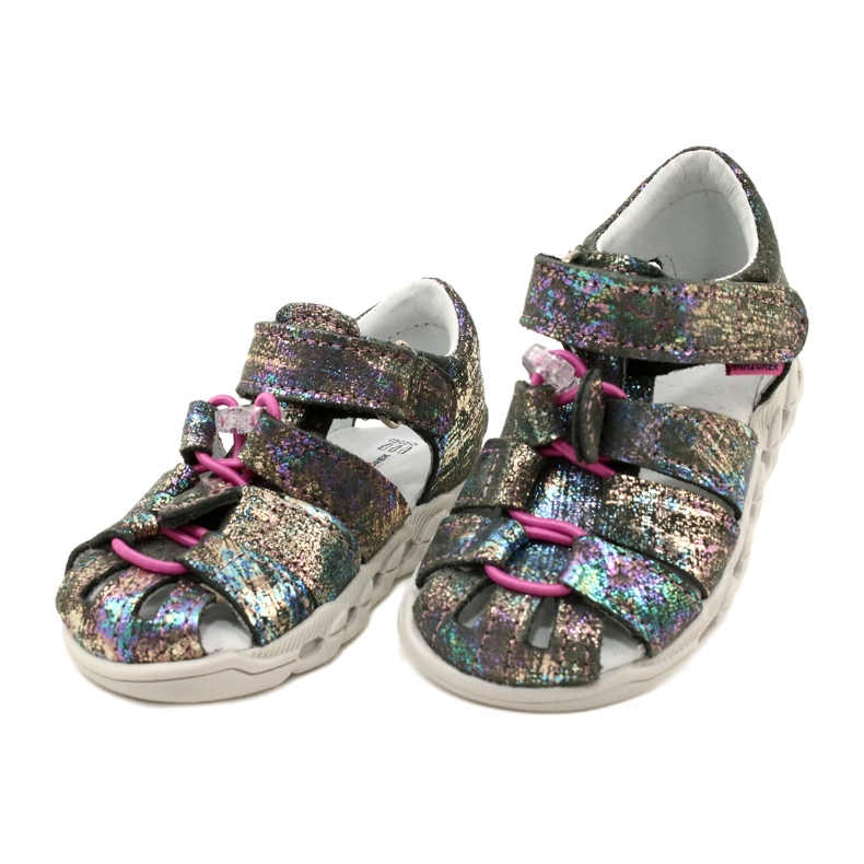 Sandali femminili Shiny in pelle lucida Mazurek 1364 Metallic grigio 3