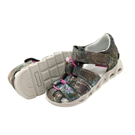 Sandali femminili Shiny in pelle lucida Mazurek 1364 Metallic grigio 6