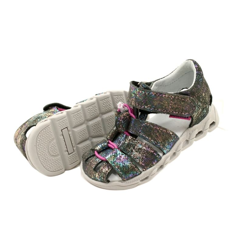 Sandali femminili Shiny in pelle lucida Mazurek 1364 Metallic grigio 6