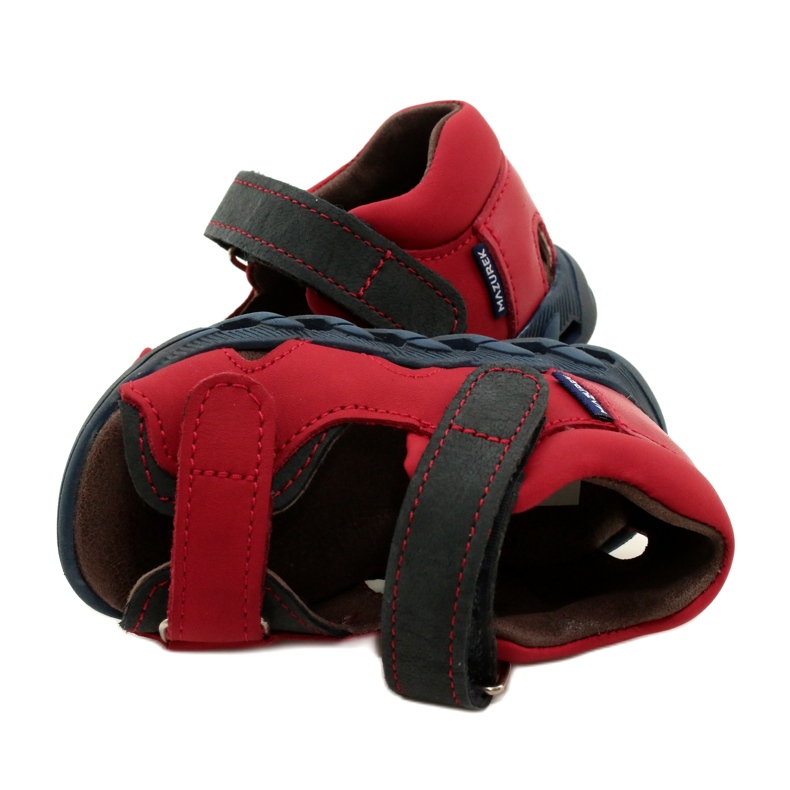 Sandali in pelle per bambini per velcro mazurek 1363 rosso 5