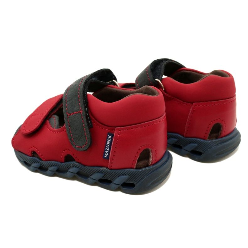 Sandali in pelle per bambini per velcro mazurek 1363 rosso 6