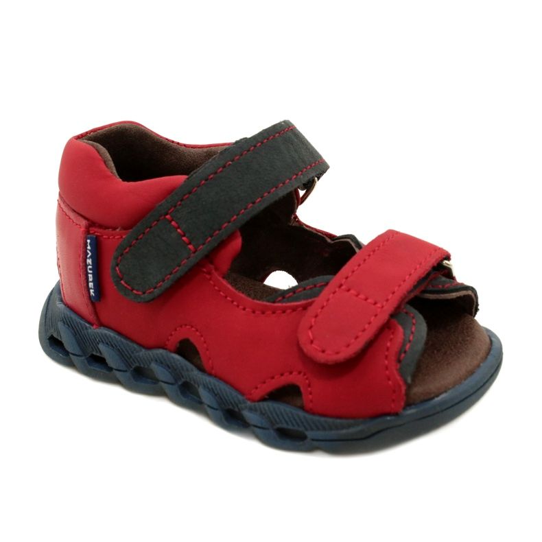 Sandali per bambini in pelle per velcro mazurek 1363 rosso 1