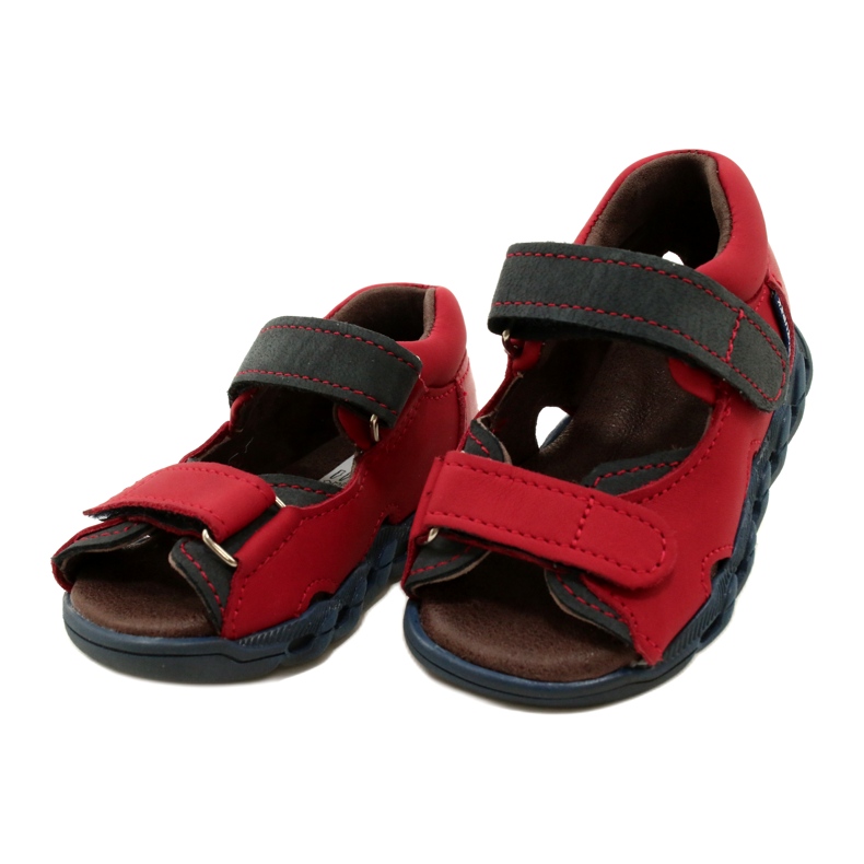 Sandali per bambini in pelle per velcro mazurek 1363 rosso 3