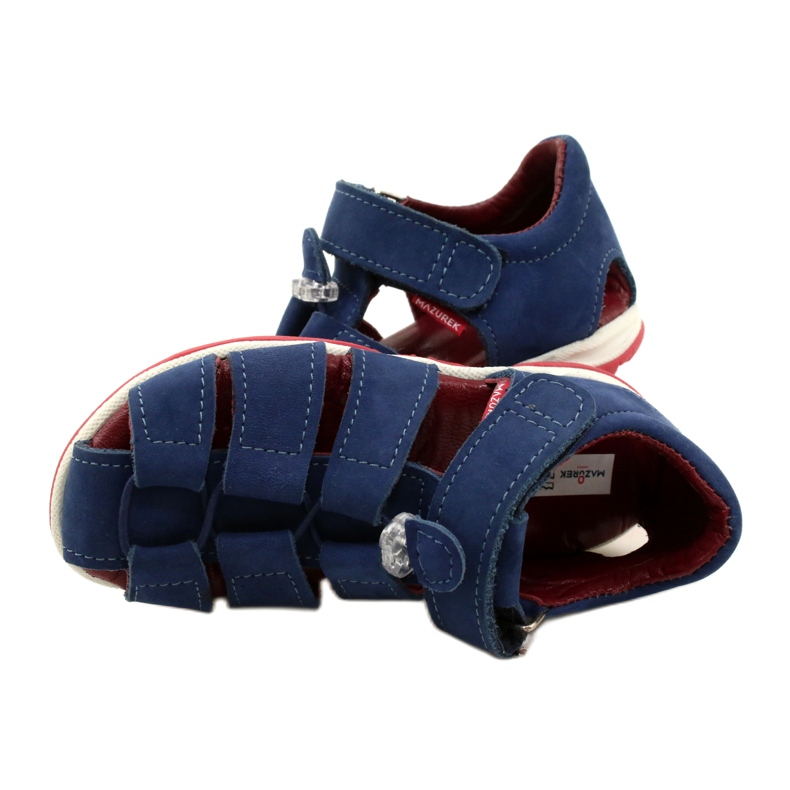 Sandali in pelle per velcro mazurek 1364 blu navy 5