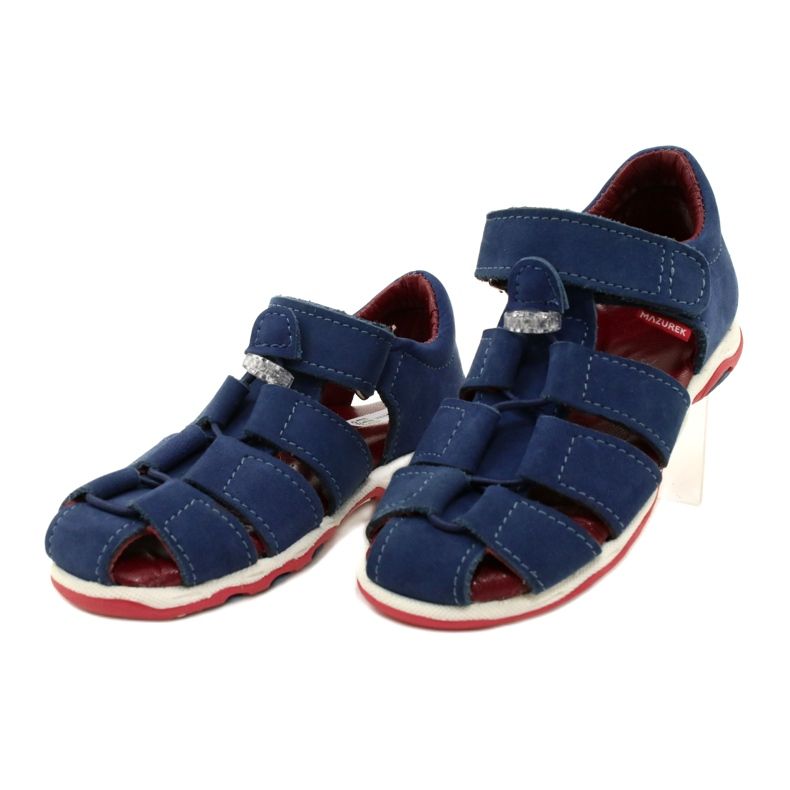 Sandali in pelle per velcro mazurek 1364 blu navy 3
