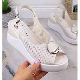 Sandali con zeppa Filippo in pelle W DS4406 beige bianca 1