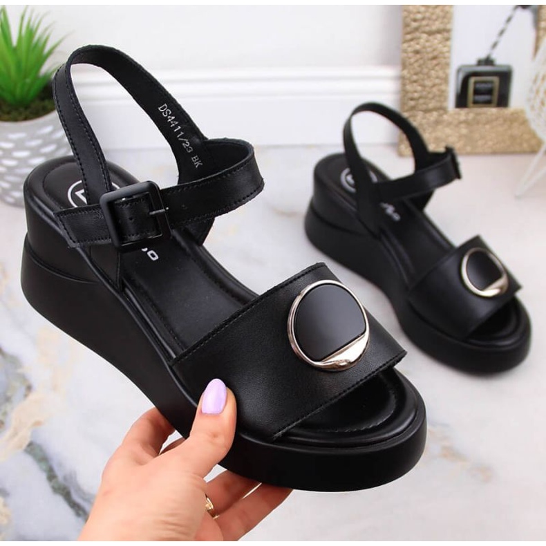 Sandali con zeppa Filippo in pelle W DS4411 neri nero 1