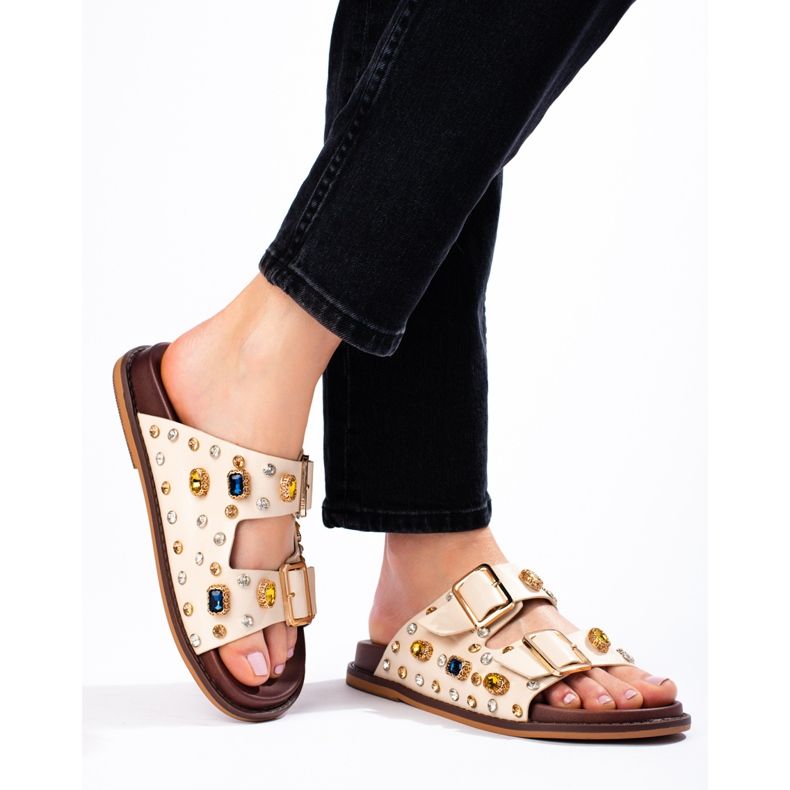 Seastar Infradito alla moda con cristalli beige 2