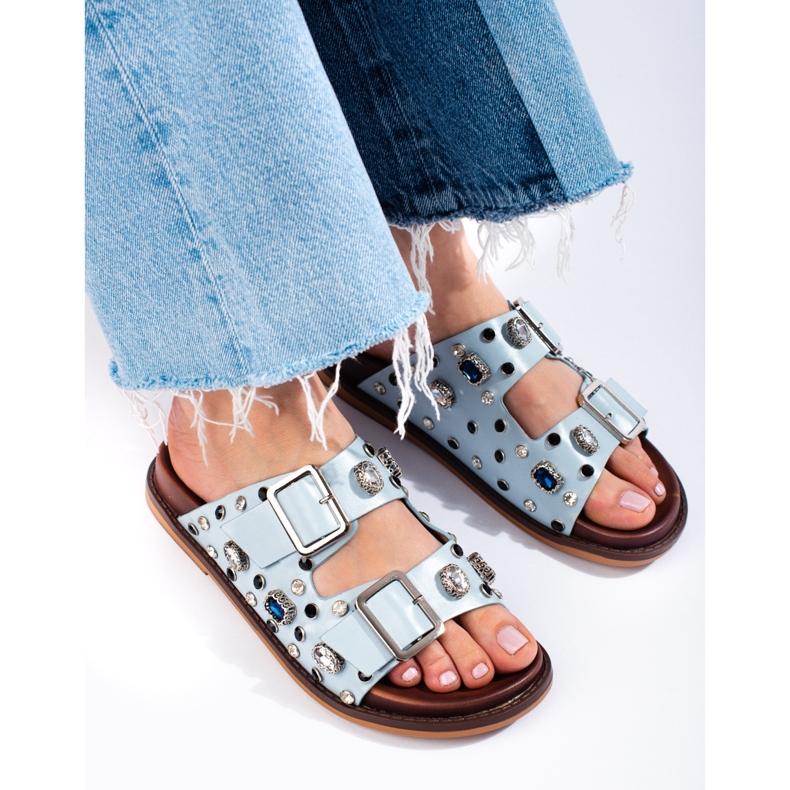 Seastar Infradito alla moda con cristalli blu 2