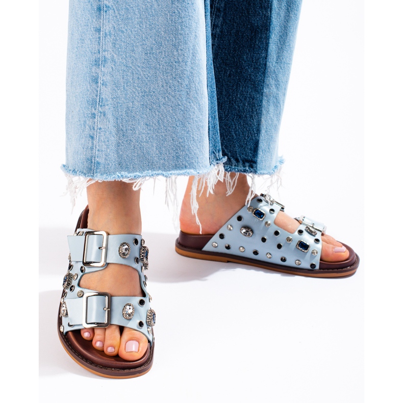 Seastar Infradito alla moda con cristalli blu 1