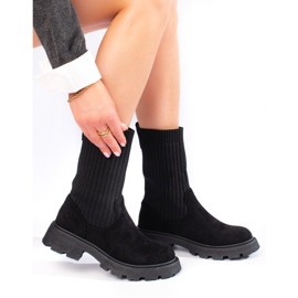 Stivali da donna in suede con tomaia flessibile Shelovet nero 2