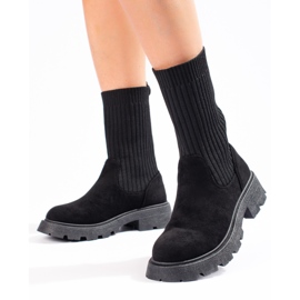 Stivali da donna in suede con tomaia flessibile Shelovet nero 1