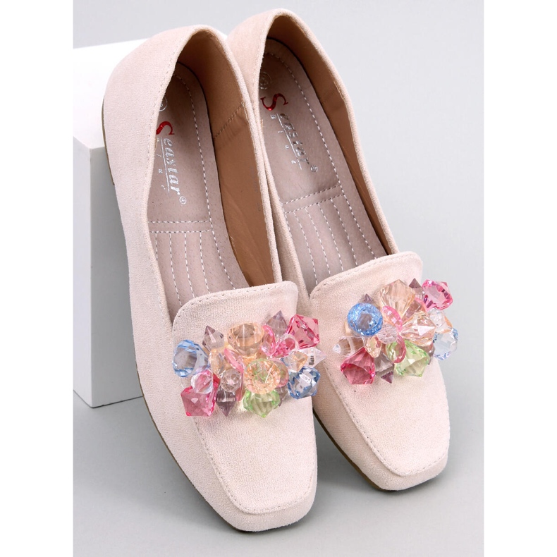 Mocassini con pietre di Deley Beige 1