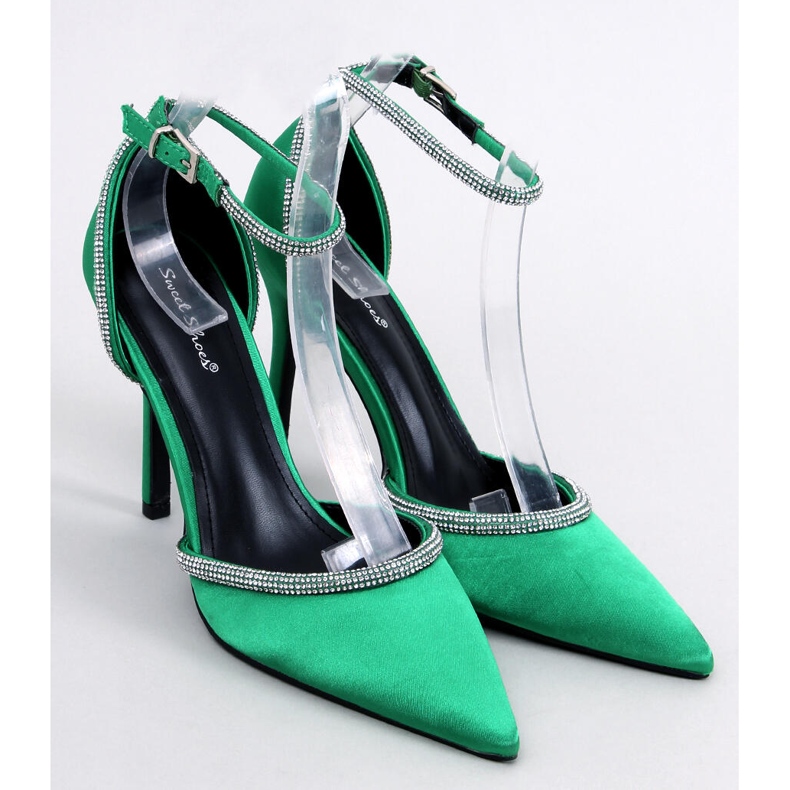 Décolleté tacco alto con zirconi Conway Green verde 1