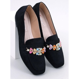 Mocassini Davitian neri con strass nero 1