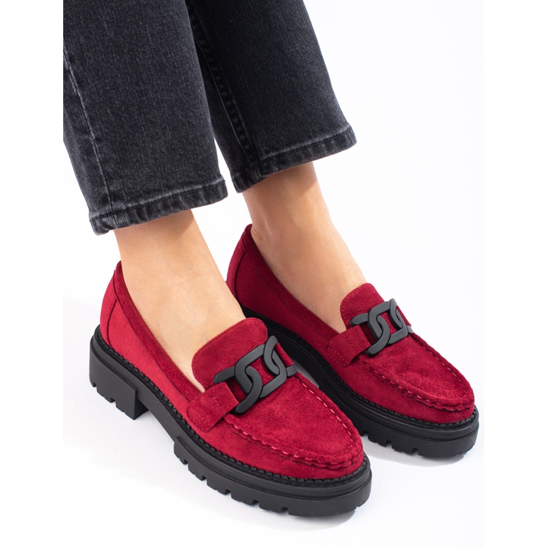 Mocassini da donna Shelovet fucsia su plateau nero rosa 1