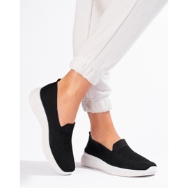 Slip on da donna in tessuto nero con suola spessa Shelovet 1