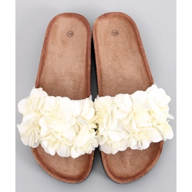 Pantofole in sughero con fiori Brice White bianca 1