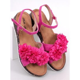 Sandali con zeppa con fiori Hahn Fucsia rosa 1