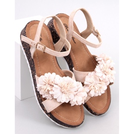 Hahn Sandali con zeppa floreali beige 1