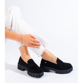 Mocassini Shelovet da donna in camoscio nero 1