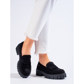 Mocassini Shelovet da donna in camoscio nero 2