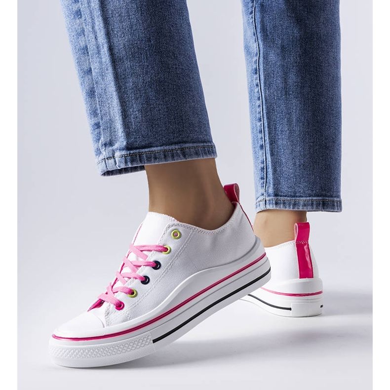 Sneakers con plateau bianche e rosa di Bois bianco 1