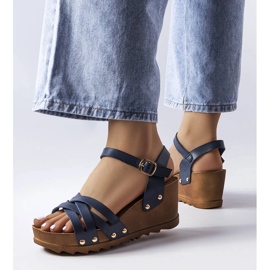 Sandali con zeppa blu navy di Audric 1