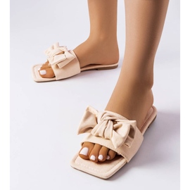 BM Eleganti ciabatte beige con fiocco di Thériault 1